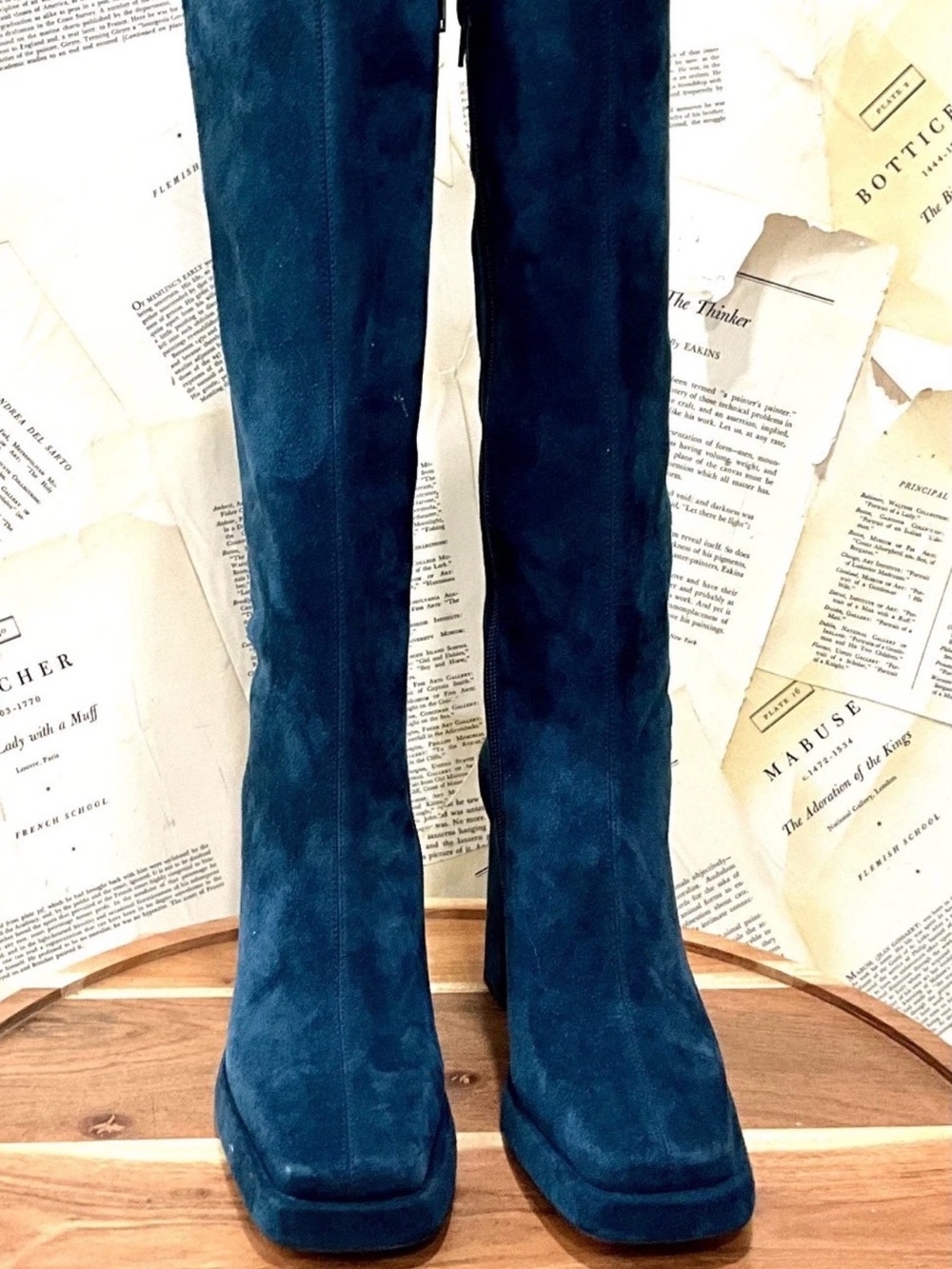 Free People Jeffrey Campbell Maximal-3 Suede Platfrom Boot Zip Blue - Picture 7 of 7